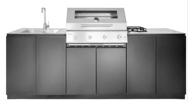 Cucina da esterno Flaminia Roma 240 Manganese, con barbecue a gas 4 fuochi, fornello e lavello - Flaminia Outdoor