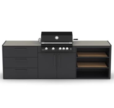 Cucina da esterno basic con barbecue, 280cm Brabura 