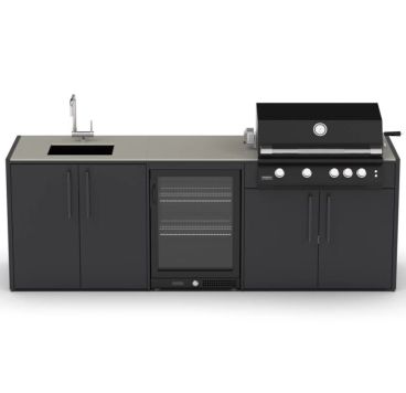 Cucina da esterno con barbecue, lavello e frigo, 255cm Brabura 