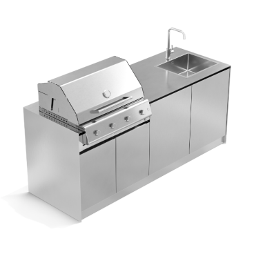 Cucina da esterno Via Nolfi 526 a parete, con barbecue Fry Top 750, OF outdoorkitchens