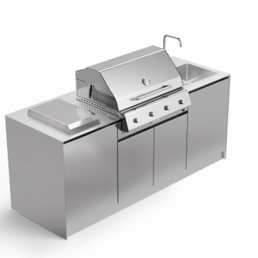 Cucina da esterno Via Nolfi 527 a parete, con barbecue Fry Top 750, OF outdoorkitchens