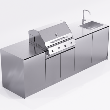Cucina da esterno Via Nolfi 529 a parete, con barbecue Fry Top 750, OF outdoorkitchens