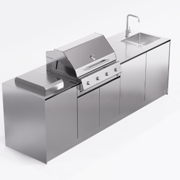 Cucina da esterno Via Nolfi 530 a parete, con barbecue Fry Top 750, OF outdoorkitchens