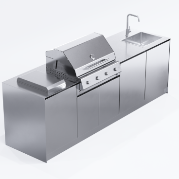 Cucina da esterno Via Nolfi 531 a parete, con barbecue Fry Top 750, OF outdoorkitchens