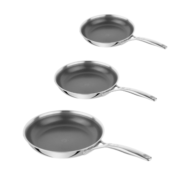 Set di 3 padelle in Acciaio inox antiaderente, per induzione, Zwilling, linea Peak - diam. 20/24/28