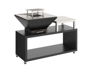 Braciere a legna BBQ Combo Oveneat: Braciere, Coperchio, Portalegna, colore Antracite