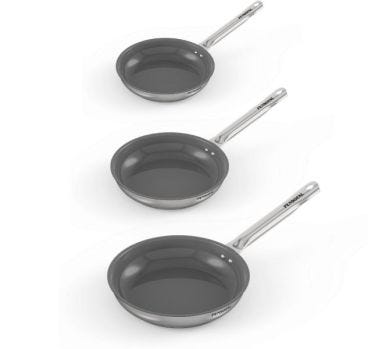 Set padelle in Acciaio inox antiaderenti PFAS Free per induzione linea New Era, diam. 24,26,28 cm
