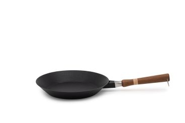 Padella svasata lionese in alluminio pressofuso antiaderente, manico removibile in legno, linea K575, diam. 32cm