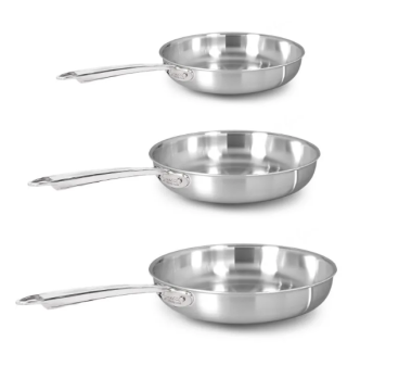Set of 3 pans in Aluinox by Pentole Agnelli