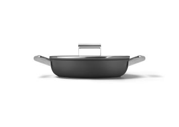 PFAS-free non-stick aluminum pan for induction, with lid, black color, diam. 28cm