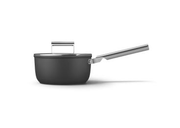 PFAS-free non-stick aluminum saucepan for induction, 1 handle, with lid, black color, diam. 20cm