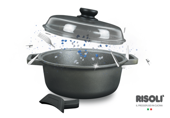 Casseruola Black Plus ad induzione in alluminio pressofuso con coperchio e due maniglie con presine, diam. 24cm