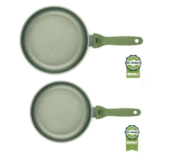 Bis padelle basse in alluminio antiaderente Dr Green, diam. 24cm e 28cm - Risolì 