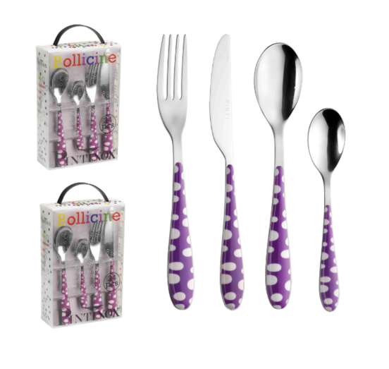 Two Pintinox Purple Bubble Cutlery Sets, 24 pieces each, with Gift Box