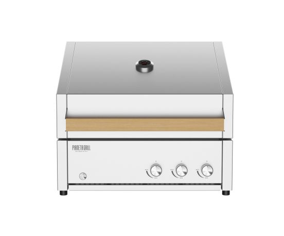 Barbecue a gas Fry Top 600 3 fuochi da incasso e appoggio Pianeta Grill, con piastra teppanyaki 