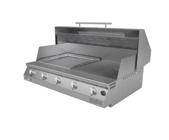 Gas barbecue Fry Top 1000 5 burners Pianeta Grill, with lid