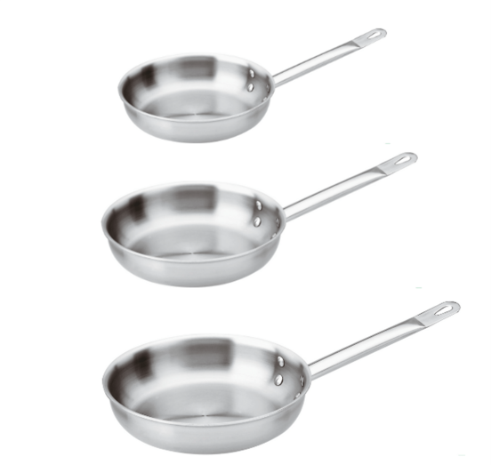 Tris di padelle Paderno in trimetallo per induzione di diam.  24-28-32cm - Serie 2500 3-Ply