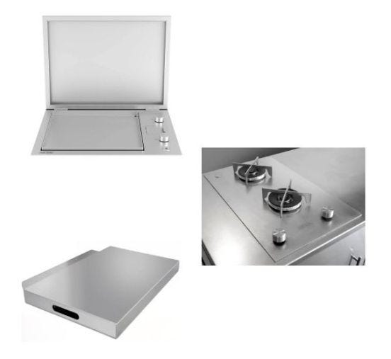 Kit Incasso per Cucina da esterno con Barbecue da incasso 2 fuochi, piano cottura e coperchio Pianeta Grill