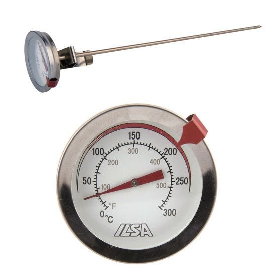 Termometro professionale da cucina per fritti e arrosti (0° +300°C), in acciaio inox 18/10, con sonda in acciaio inox, di Ilsa