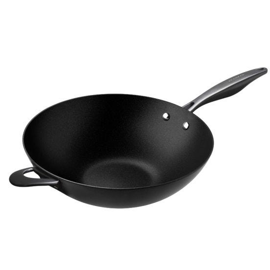 Wok serie PRO SB+ in alluminio antiaderente per induzione con manico, diam. 32cm