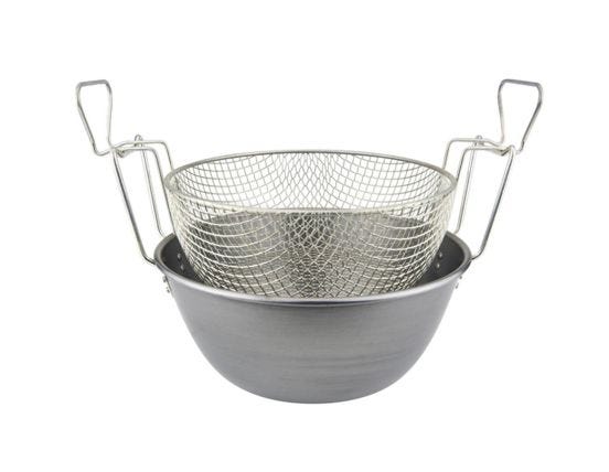 Padella cuocifritto in ferro spazzolato con cestello, diam. 26cm