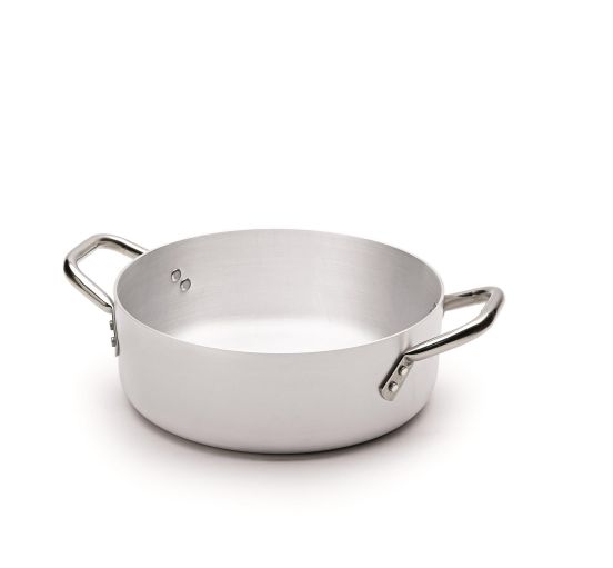 Casseruola bassa in alluminio con due maniglie in acciaio inox, spessore 3 mm, diam. 55cm