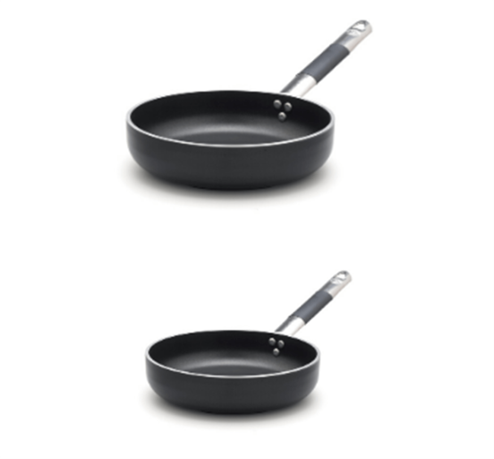 Bis di padelle dritte antiaderenti per induzione con manico inox cool, spessore 5 mm, diam. 20 e 24cm