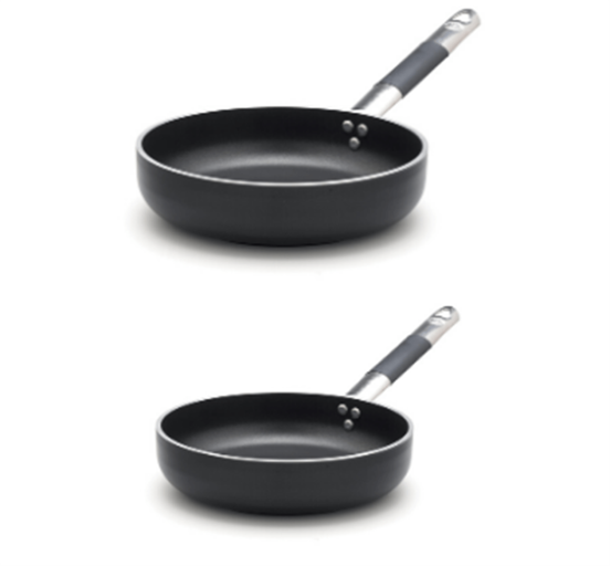 Bis di padelle dritte antiaderenti per induzione con manico inox cool, spessore 5 mm, diam. 24 e 28cm