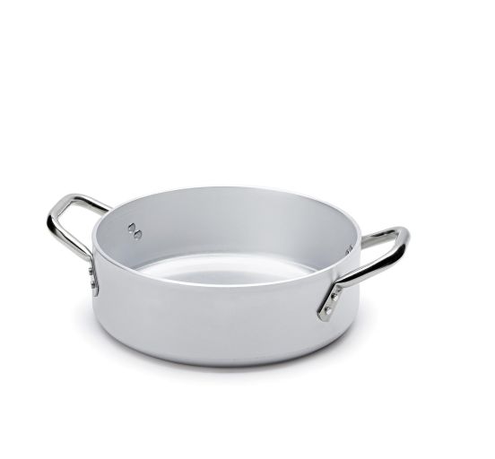 Casseruola bassa in alluminio con due maniglie in acciaio inox, spessore 5 mm, diam. 28cm