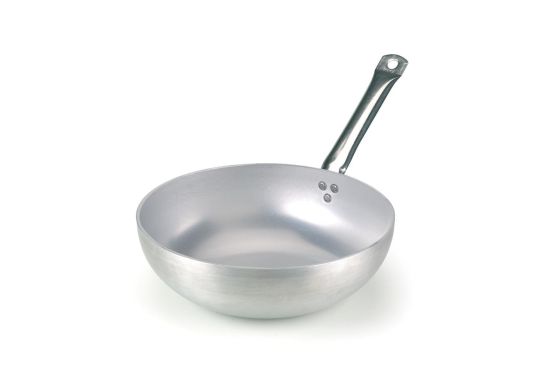 Wok in alluminio con fondo piatto, spessore 5 mm, diam. 28cm