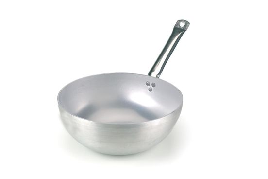 Wok in alluminio con fondo svasato, spessore 5 mm, diam. 28cm