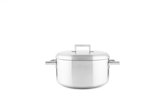 Deep casserole with two handles and lid, in stainless steel for induction, Stile line by Pininfarina, diam. 24cm