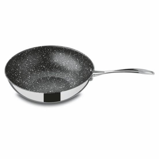 Stainless steel wok for induction with Glamor Stone line lid, 28cm