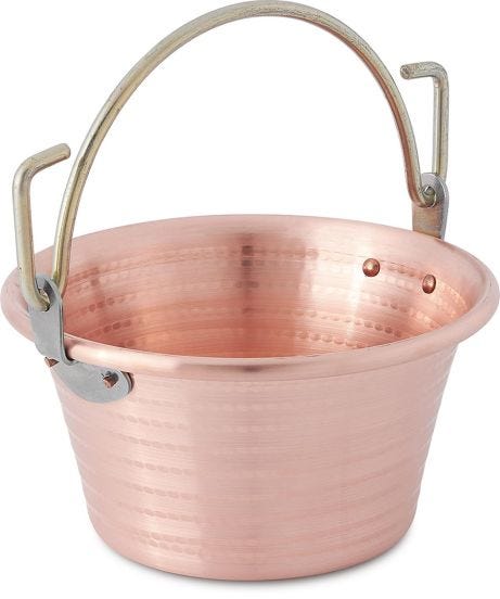 Paiolo in rame per induzione con manico ad arco, diam. 32cm