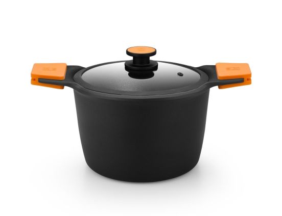 Pentola con coperchio in alluminio antiaderente per induzione, linea Efficient Plus, diam.24cm