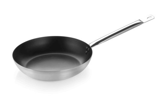 Padella svasata bassa in alluminio antiaderente con manico in acciaio inox , diam. 32cm