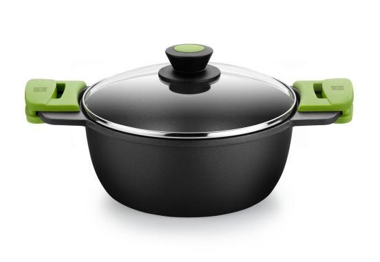 Casseruola alta in alluminio antiaderente per induzione con coperchio in vetro Prior, diam. 24cm