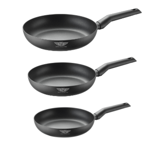 Tris di padelle in alluminio antiaderente per induzione, linea Pop, diam. 20-24-28cm