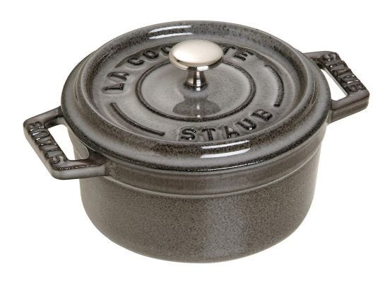Round saucepan in cast iron for induction gray color with handles and lid, diam. 12cm