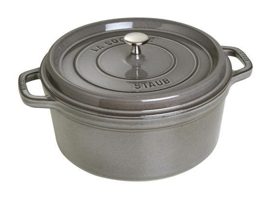 Round saucepan in cast iron for induction gray color with handles and lid, diam. 18cm