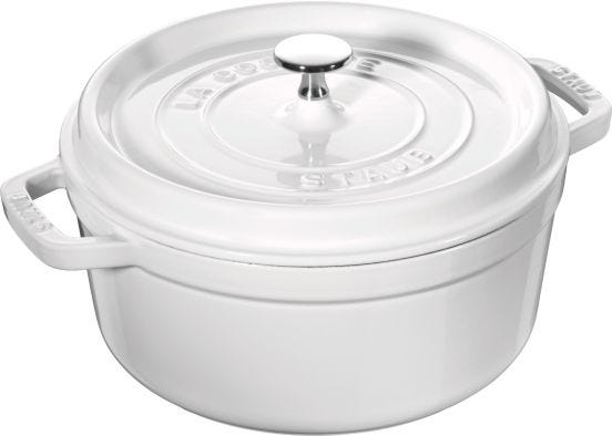 Casseruola tonda in ghisa per induzione Bianco con maniglie e coperchio, diam. 24cm (2° SCELTA)