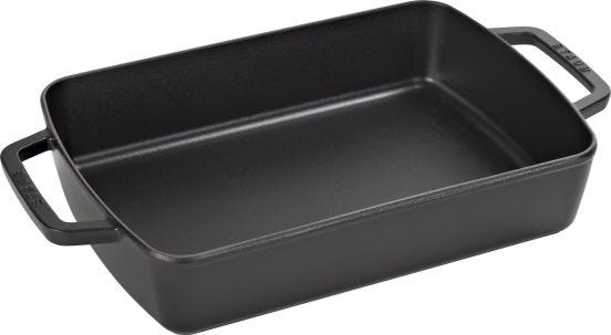 Cast iron roaster for induction black color with handles by Staub, dim.30x20cm