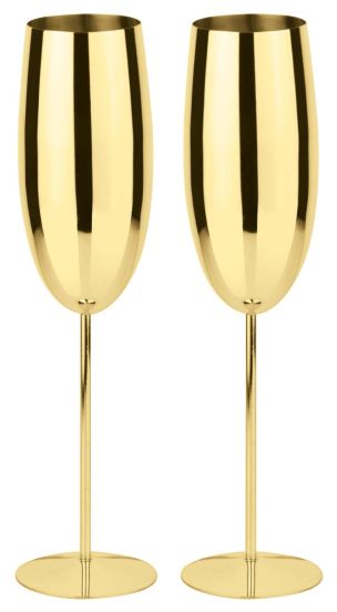 Calici flute da Champagne oro Paderno, 2 pezzi