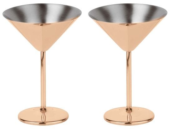 Calici Martini rame Paderno, 2 pezzi