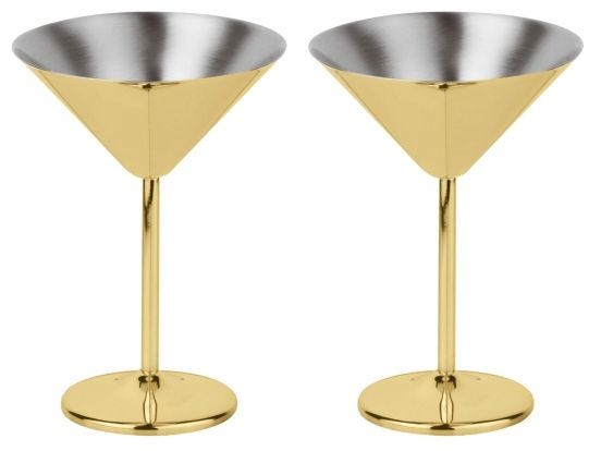 Calici Martini oro Paderno, 2 pezzi