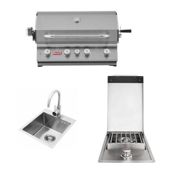 Kit Incasso per Cucina da esterno con Barbecue GPL Angus, fornello e lavabo Bull