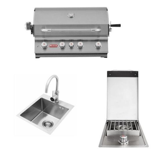 Kit Incasso per Cucina da esterno con Barbecue Metano Angus, fornello e lavabo Bull