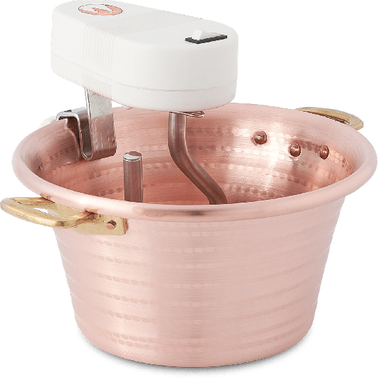Paiolo elettrico in rame per induzione con due maniglie, diam. 26cm (Mot. 5W)