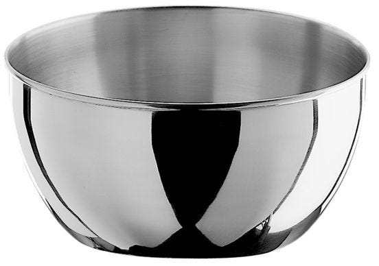 Flat salad bowl in stainless steel