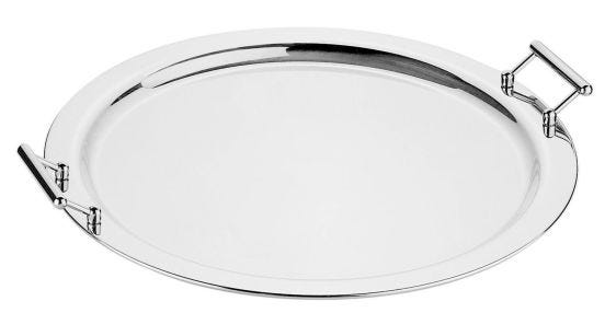 Round tray bordered with stainless steel handles by Pintinox diam. 42